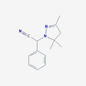 phenyl(3,5,5-trimethyl-4,5-dihydro-1H-pyrazol-1-yl)acetonitrile