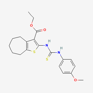 molecular formula C20H24N2O3S2 B3614874 ETHYL 2-{[(4-METHOXYPHENYL)CARBAMOTHIOYL]AMINO}-4H,5H,6H,7H,8H-CYCLOHEPTA[B]THIOPHENE-3-CARBOXYLATE 