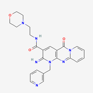 molecular formula C24H25N7O3 B3615063 6-imino-N-(2-morpholin-4-ylethyl)-2-oxo-7-(pyridin-3-ylmethyl)-1,7,9-triazatricyclo[8.4.0.03,8]tetradeca-3(8),4,9,11,13-pentaene-5-carboxamide 