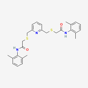 molecular formula C27H31N3O2S2 B3615089 N-(2,6-DIMETHYLPHENYL)-2-[({6-[({[(2,6-DIMETHYLPHENYL)CARBAMOYL]METHYL}SULFANYL)METHYL]PYRIDIN-2-YL}METHYL)SULFANYL]ACETAMIDE 