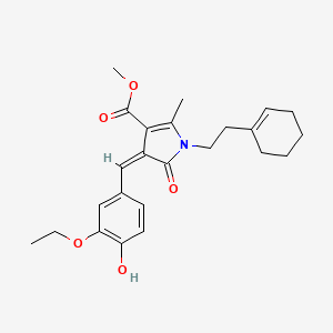 molecular formula C24H29NO5 B3615149 METHYL (4Z)-1-[2-(CYCLOHEX-1-EN-1-YL)ETHYL]-4-[(3-ETHOXY-4-HYDROXYPHENYL)METHYLIDENE]-2-METHYL-5-OXO-4,5-DIHYDRO-1H-PYRROLE-3-CARBOXYLATE 