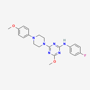 molecular formula C21H23FN6O2 B3615206 N-(4-fluorophenyl)-4-methoxy-6-[4-(4-methoxyphenyl)piperazin-1-yl]-1,3,5-triazin-2-amine 