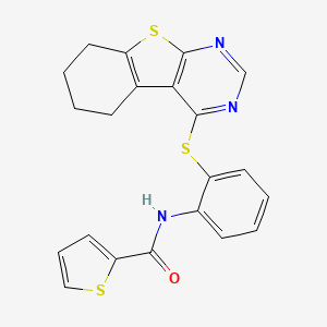molecular formula C21H17N3OS3 B3615246 N-[2-(5,6,7,8-Tetrahydro[1]benzothieno[2,3-D]pyrimidin-4-ylsulfanyl)phenyl]-2-thiophenecarboxamide 