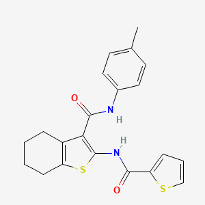 molecular formula C21H20N2O2S2 B3615425 N-(4-METHYLPHENYL)-2-(THIOPHENE-2-AMIDO)-4,5,6,7-TETRAHYDRO-1-BENZOTHIOPHENE-3-CARBOXAMIDE 