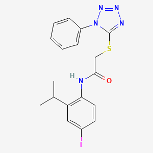 molecular formula C18H18IN5OS B3615676 N-[4-iodo-2-(propan-2-yl)phenyl]-2-[(1-phenyl-1H-tetrazol-5-yl)sulfanyl]acetamide 