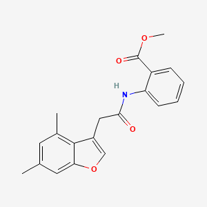molecular formula C20H19NO4 B3615685 METHYL 2-[2-(4,6-DIMETHYL-1-BENZOFURAN-3-YL)ACETAMIDO]BENZOATE 