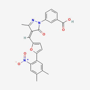 B3615833 3-(4-{[5-(4,5-dimethyl-2-nitrophenyl)-2-furyl]methylene}-3-methyl-5-oxo-4,5-dihydro-1H-pyrazol-1-yl)benzoic acid CAS No. 5838-07-3