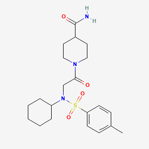 molecular formula C21H31N3O4S B3615840 1-{N-cyclohexyl-N-[(4-methylphenyl)sulfonyl]glycyl}piperidine-4-carboxamide 
