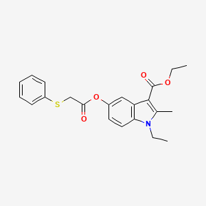 molecular formula C22H23NO4S B3615896 Ethyl 1-ethyl-2-methyl-5-(2-phenylsulfanylacetyl)oxyindole-3-carboxylate 