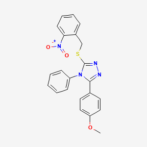molecular formula C22H18N4O3S B3615924 3-(4-METHOXYPHENYL)-5-{[(2-NITROPHENYL)METHYL]SULFANYL}-4-PHENYL-4H-1,2,4-TRIAZOLE 