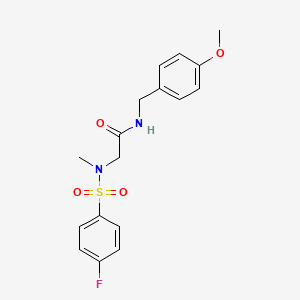 molecular formula C17H19FN2O4S B3616139 N~2~-[(4-fluorophenyl)sulfonyl]-N-(4-methoxybenzyl)-N~2~-methylglycinamide 