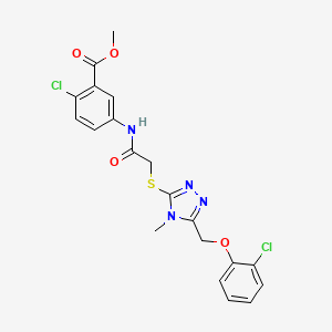 molecular formula C20H18Cl2N4O4S B3616208 Methyl 2-chloro-5-[[2-[[5-[(2-chlorophenoxy)methyl]-4-methyl-1,2,4-triazol-3-yl]sulfanyl]acetyl]amino]benzoate 