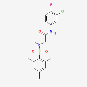 molecular formula C18H20ClFN2O3S B3616227 N-(3-chloro-4-fluorophenyl)-N~2~-methyl-N~2~-[(2,4,6-trimethylphenyl)sulfonyl]glycinamide 