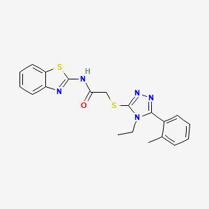 molecular formula C20H19N5OS2 B3616234 N-(1,3-benzothiazol-2-yl)-2-{[4-ethyl-5-(2-methylphenyl)-4H-1,2,4-triazol-3-yl]sulfanyl}acetamide 