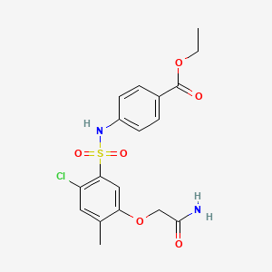 molecular formula C18H19ClN2O6S B3616340 Ethyl 4-[[5-(2-amino-2-oxoethoxy)-2-chloro-4-methylphenyl]sulfonylamino]benzoate 