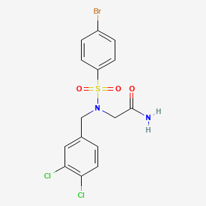 molecular formula C15H13BrCl2N2O3S B3616352 2-[(4-Bromophenyl)sulfonyl-[(3,4-dichlorophenyl)methyl]amino]acetamide 