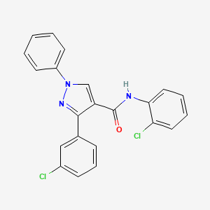 molecular formula C22H15Cl2N3O B3616403 N-(2-chlorophenyl)-3-(3-chlorophenyl)-1-phenylpyrazole-4-carboxamide 