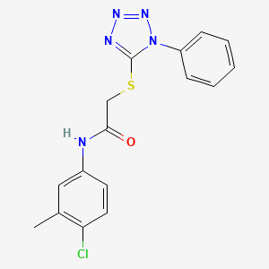 molecular formula C16H14ClN5OS B3616800 N-(4-chloro-3-methylphenyl)-2-[(1-phenyl-1H-tetrazol-5-yl)sulfanyl]acetamide 