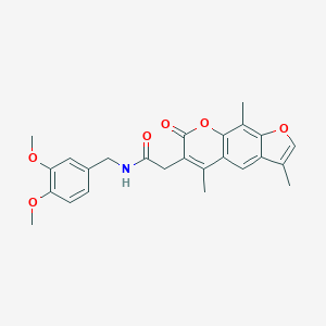 molecular formula C25H25NO6 B361684 N-(3,4-dimethoxybenzyl)-2-(3,5,9-trimethyl-7-oxo-7H-furo[3,2-g]chromen-6-yl)acetamide CAS No. 853900-52-4