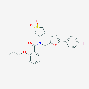 molecular formula C25H26FNO5S B361699 N-(1,1-dioxidotetrahydrothiophen-3-yl)-N-{[5-(4-fluorophenyl)furan-2-yl]methyl}-2-propoxybenzamide CAS No. 901659-81-2