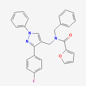 molecular formula C28H22FN3O2 B3617219 N-benzyl-N-[[3-(4-fluorophenyl)-1-phenylpyrazol-4-yl]methyl]furan-2-carboxamide 