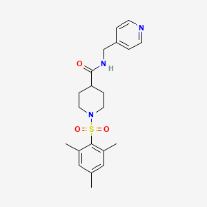 molecular formula C21H27N3O3S B3617454 N-(pyridin-4-ylmethyl)-1-(2,4,6-trimethylphenyl)sulfonylpiperidine-4-carboxamide 