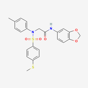 molecular formula C23H22N2O5S2 B3617586 N-1,3-benzodioxol-5-yl-N~2~-(4-methylphenyl)-N~2~-{[4-(methylsulfanyl)phenyl]sulfonyl}glycinamide 