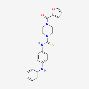 molecular formula C22H22N4O2S B3618080 N-(4-ANILINOPHENYL)-4-(2-FURYLCARBONYL)TETRAHYDRO-1(2H)-PYRAZINECARBOTHIOAMIDE 