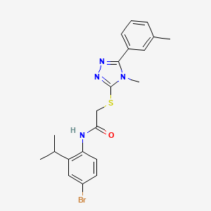molecular formula C21H23BrN4OS B3618099 N-[4-bromo-2-(propan-2-yl)phenyl]-2-{[4-methyl-5-(3-methylphenyl)-4H-1,2,4-triazol-3-yl]sulfanyl}acetamide 