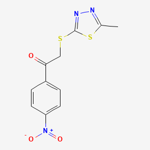 molecular formula C11H9N3O3S2 B3618203 2-[(5-Methyl-1,3,4-thiadiazol-2-yl)sulfanyl]-1-(4-nitrophenyl)ethanone 