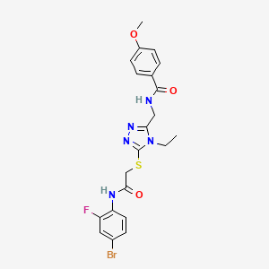 molecular formula C21H21BrFN5O3S B3618289 N-{[5-({2-[(4-bromo-2-fluorophenyl)amino]-2-oxoethyl}sulfanyl)-4-ethyl-4H-1,2,4-triazol-3-yl]methyl}-4-methoxybenzamide 