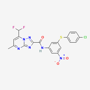 molecular formula C20H13ClF2N6O3S B3618369 N-{3-[(4-chlorophenyl)sulfanyl]-5-nitrophenyl}-7-(difluoromethyl)-5-methyl[1,2,4]triazolo[1,5-a]pyrimidine-2-carboxamide 