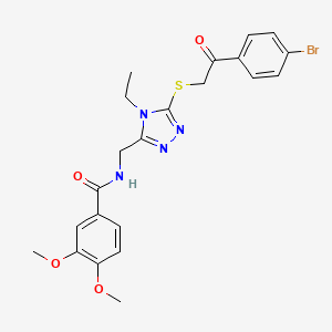 molecular formula C22H23BrN4O4S B3618411 N-[(5-{[2-(4-bromophenyl)-2-oxoethyl]sulfanyl}-4-ethyl-4H-1,2,4-triazol-3-yl)methyl]-3,4-dimethoxybenzamide 
