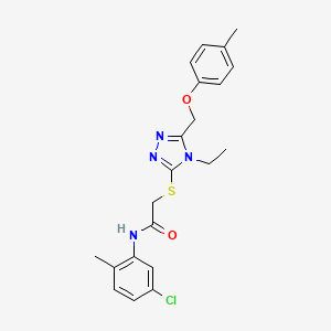 molecular formula C21H23ClN4O2S B3618611 N-(5-chloro-2-methylphenyl)-2-({4-ethyl-5-[(4-methylphenoxy)methyl]-4H-1,2,4-triazol-3-yl}sulfanyl)acetamide 