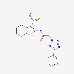 molecular formula C20H21N5O3S B3618612 Ethyl 2-[[2-(5-phenyltetrazol-2-yl)acetyl]amino]-4,5,6,7-tetrahydro-1-benzothiophene-3-carboxylate 