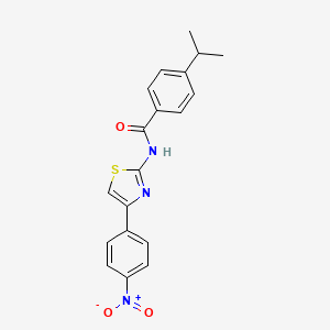 molecular formula C19H17N3O3S B3618629 N-[4-(4-NITROPHENYL)-13-THIAZOL-2-YL]-4-(PROPAN-2-YL)BENZAMIDE 