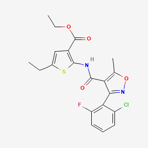 molecular formula C20H18ClFN2O4S B3618739 Ethyl 2-[3-(2-chloro-6-fluorophenyl)-5-methyl-1,2-oxazole-4-amido]-5-ethylthiophene-3-carboxylate 
