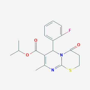 molecular formula C18H19FN2O3S B361879 propan-2-yl 6-(2-fluorophenyl)-8-methyl-4-oxo-3,6-dihydro-2H-pyrimido[2,1-b][1,3]thiazine-7-carboxylate CAS No. 616213-80-0