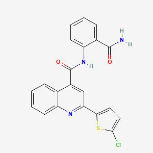 molecular formula C21H14ClN3O2S B3618899 N-(2-carbamoylphenyl)-2-(5-chlorothiophen-2-yl)quinoline-4-carboxamide 