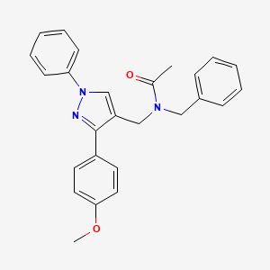 molecular formula C26H25N3O2 B3618925 N-benzyl-N-[[3-(4-methoxyphenyl)-1-phenylpyrazol-4-yl]methyl]acetamide 
