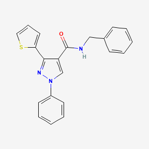 molecular formula C21H17N3OS B3618984 N-benzyl-1-phenyl-3-thiophen-2-ylpyrazole-4-carboxamide 