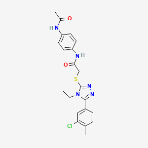 molecular formula C21H22ClN5O2S B3619016 N-[4-(acetylamino)phenyl]-2-{[5-(3-chloro-4-methylphenyl)-4-ethyl-4H-1,2,4-triazol-3-yl]sulfanyl}acetamide 