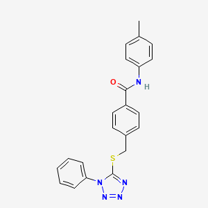 molecular formula C22H19N5OS B3619069 N-(4-methylphenyl)-4-{[(1-phenyl-1H-tetrazol-5-yl)sulfanyl]methyl}benzamide 