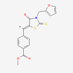 molecular formula C17H13NO4S2 B3619120 methyl 4-{(Z)-[3-(furan-2-ylmethyl)-4-oxo-2-thioxo-1,3-thiazolidin-5-ylidene]methyl}benzoate 