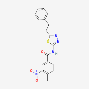 molecular formula C18H16N4O3S B3619129 4-methyl-3-nitro-N-(5-phenethyl-1,3,4-thiadiazol-2-yl)benzamide 