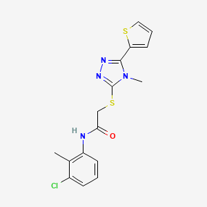 molecular formula C16H15ClN4OS2 B3619251 N-(3-chloro-2-methylphenyl)-2-{[4-methyl-5-(thiophen-2-yl)-4H-1,2,4-triazol-3-yl]sulfanyl}acetamide 