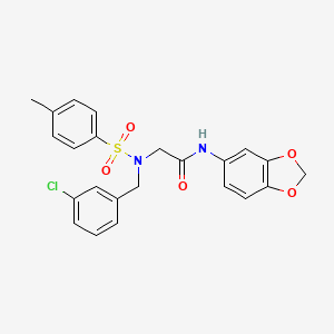 molecular formula C23H21ClN2O5S B3619264 N-(1,3-benzodioxol-5-yl)-2-[(3-chlorophenyl)methyl-(4-methylphenyl)sulfonylamino]acetamide 