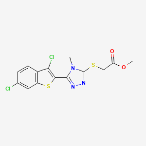 molecular formula C14H11Cl2N3O2S2 B3620947 methyl {[5-(3,6-dichloro-1-benzothien-2-yl)-4-methyl-4H-1,2,4-triazol-3-yl]thio}acetate 