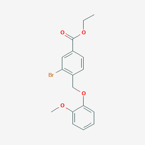molecular formula C17H17BrO4 B3622052 ethyl 3-bromo-4-[(2-methoxyphenoxy)methyl]benzoate 