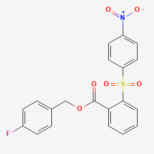 molecular formula C20H14FNO6S B3622342 4-fluorobenzyl 2-[(4-nitrophenyl)sulfonyl]benzoate 